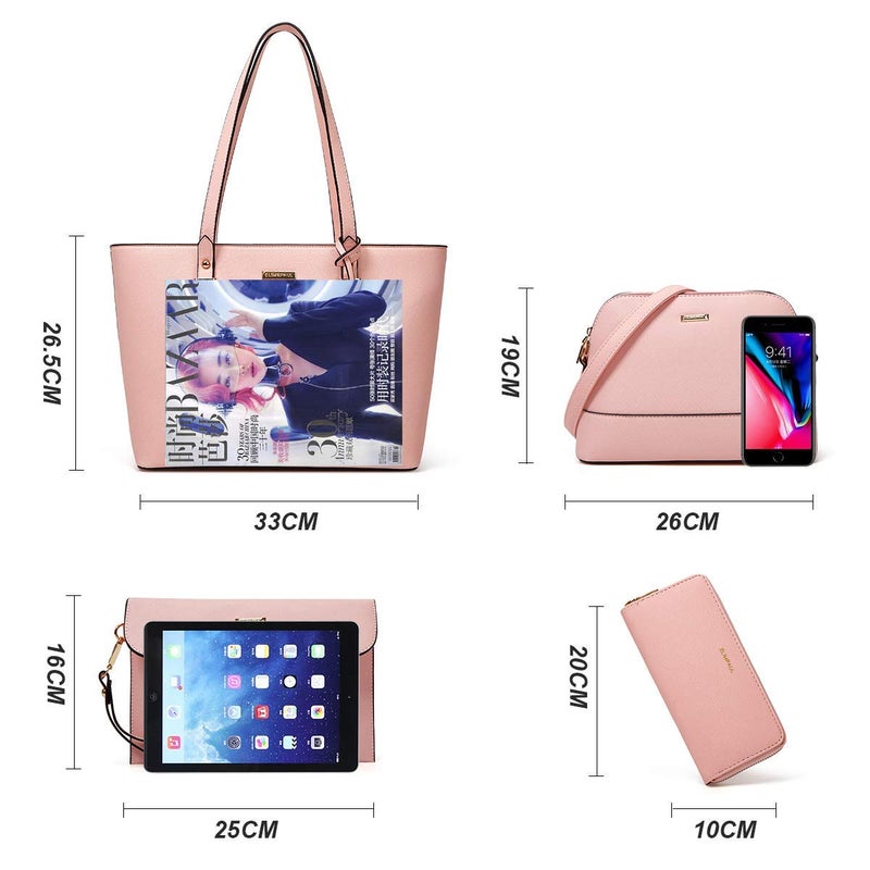 YTL Women Fashion Handbags Wallet Tote Bag Shoulder Bag Top Handle Satchel Purse Set 4pcs - Image 4